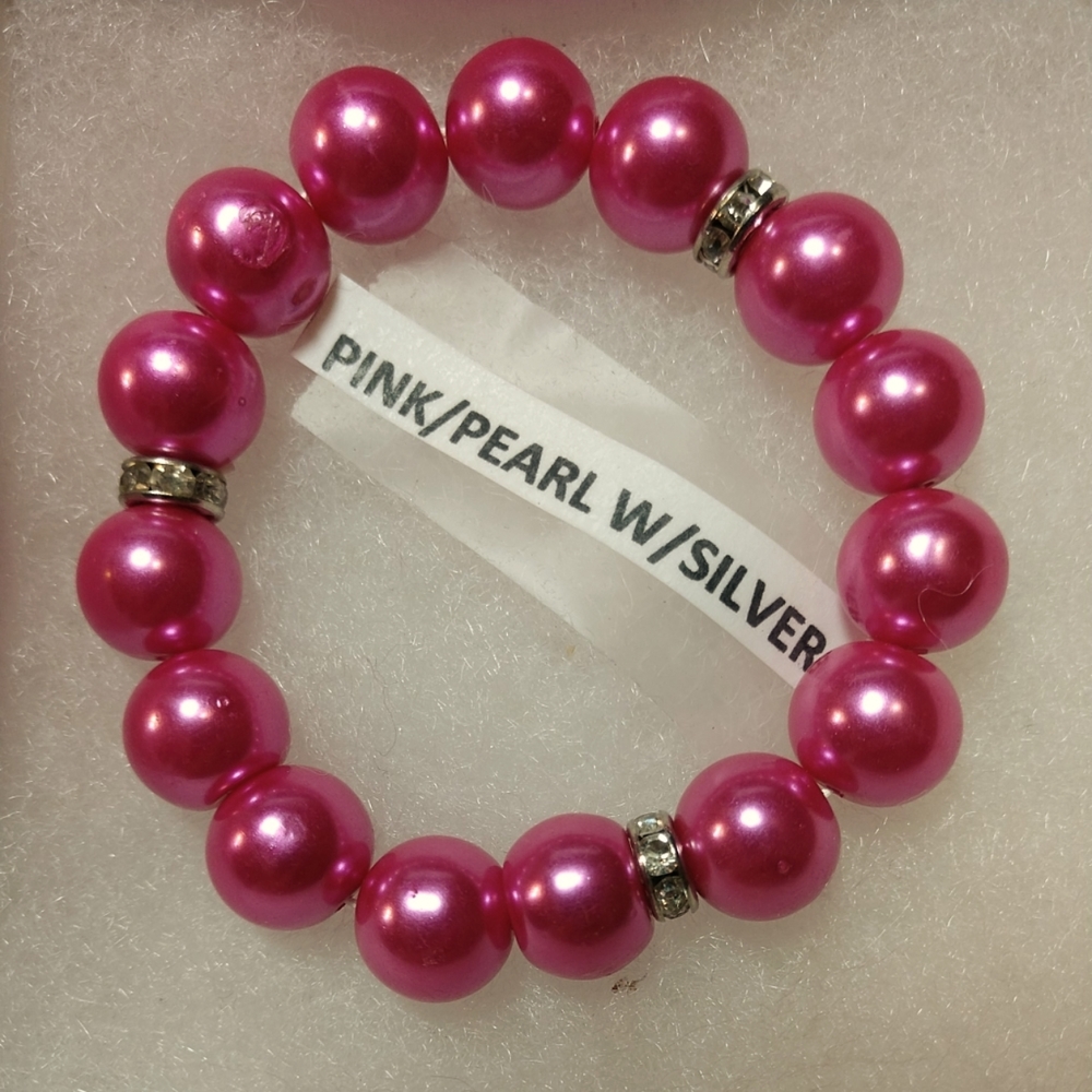 Pink Pearl Bracelet with Crystal Rhinestones NWT